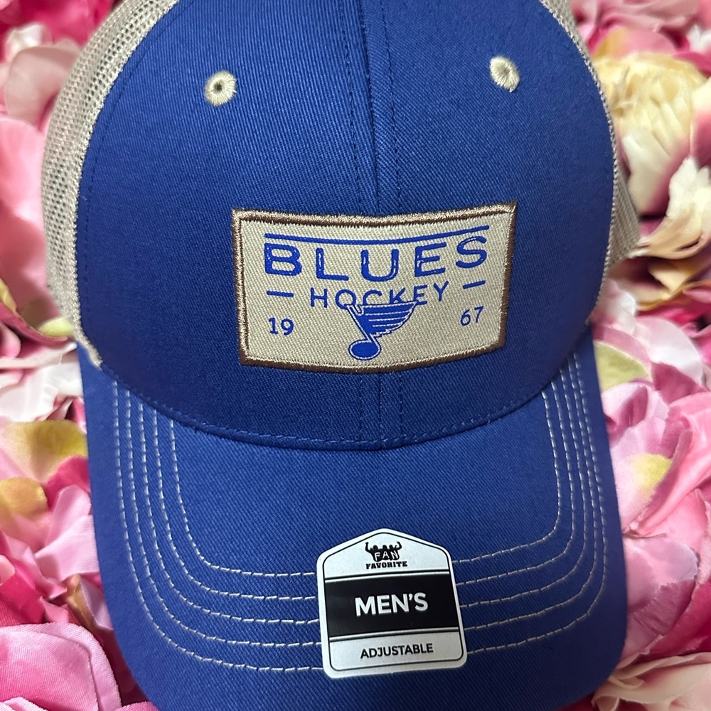 Official NHL BLUES  Blue and Tan Men’s Adjustable Cap